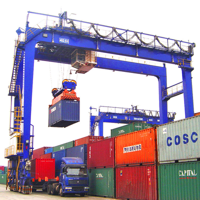 Rubber Tyred Container Gantry Crane A6 Digunakan Di Pelabuhan 30m