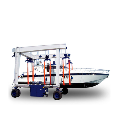 Tenaga Listrik Bepergian Wheel Harbour Portal Crane A8 Yacht Lifting Equipment